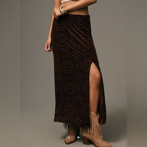 Anthropologie dark rust  Patterned Maxi Skirt